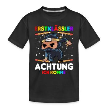 Erstklässler Achtung ich komme - Kinder Premium Bio T-Shirt - Schwarz - Vorne