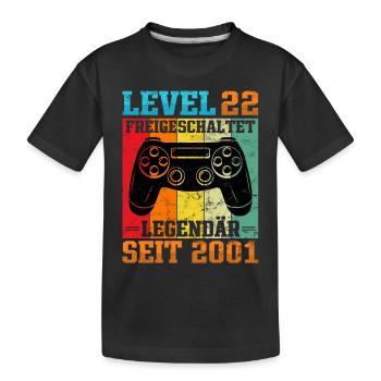 Gaming Geburtstag 2001 Level 22 - Kinder Premium Bio T-Shirt - Schwarz - Vorne