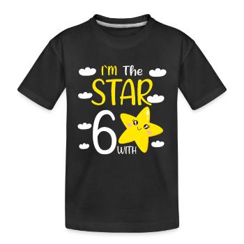 Fille d’anniversaire de 6 ans à The Star avec 6 - T-shirt bio Premium Enfant - noir - Devant
