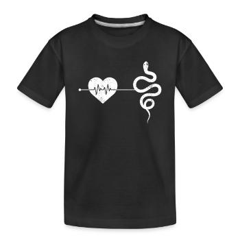 Schlange Herzschlag - Kinder Premium Bio T-Shirt - Schwarz - Vorne
