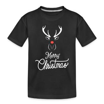 Renne de Noël au nez rouge - T-shirt bio Premium Enfant - noir - Devant