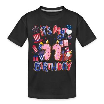 Es Ist Mein 11 Geburtstag Eagle 4. Juli - Kinder Premium Bio T-Shirt - Schwarz - Vorne