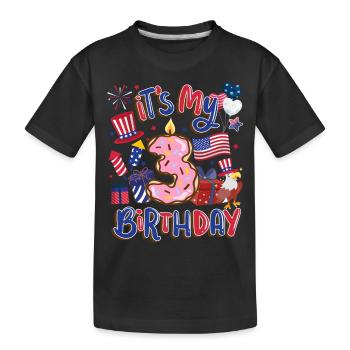 Es Ist Mein 3 Geburtstag Eagle 4. Juli - Kinder Premium Bio T-Shirt - Schwarz - Vorne