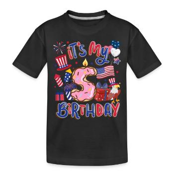 Es Ist Mein 5 Geburtstag Eagle 4. Juli - Kinder Premium Bio T-Shirt - Schwarz - Vorne