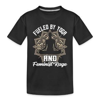 Angetrieben Von Yoga Und Feministischer Wut Frauen - Kinder Premium Bio T-Shirt - Schwarz - Vorne