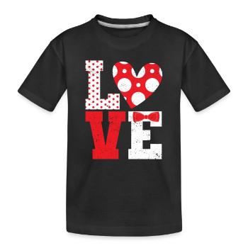 Polka Dot Liebe Herz Fliege Valentinstag Paare - Kinder Premium Bio T-Shirt - Schwarz - Vorne