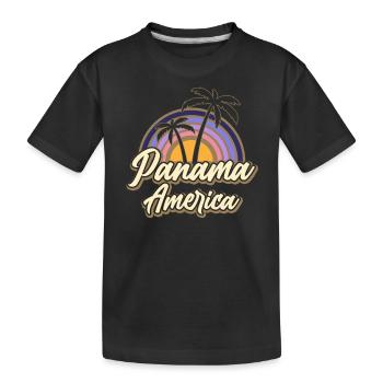 Panama Amérique Rétro Palm Coucher de soleil - T-shirt bio Premium Enfant - noir - Devant