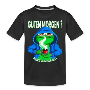 Ganz Dünnes Eis Morgenmuffel Frosch Kaffee - Kinder Premium Bio T-Shirt - Schwarz - Vorne