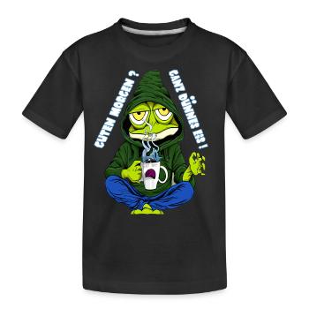 Very thin ice cream Morning grouch frog coffee - Kids' Premium Organic T-Shirt - black - Front