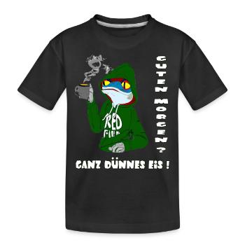 Very thin ice cream Morning grouch frog coffee - Kids' Premium Organic T-Shirt - black - Front