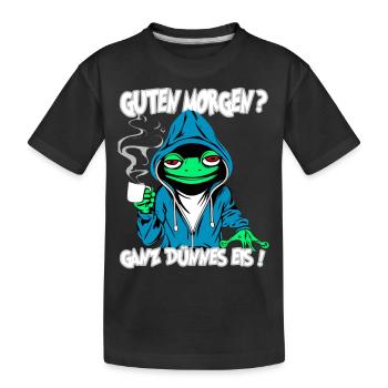 Ganz Dünnes Eis Morgenmuffel Frosch Kaffee - Kinder Premium Bio T-Shirt - Schwarz - Vorne