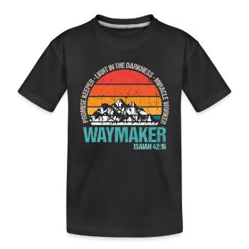 Waymaker Jesus Christian Bible Pray Religion - Kinder Premium Bio T-Shirt - Schwarz - Vorne