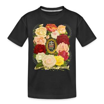 IHS Jesus Jesus Christus vintage-Rosenmotiv Spruch - Kinder Premium Bio T-Shirt - Schwarz - Vorne