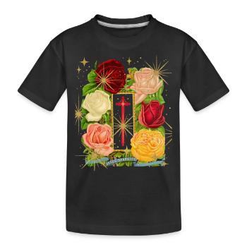Jesus, Jesus Christus, vintage-Rosenmotiv Spruch - Kinder Premium Bio T-Shirt - Schwarz - Vorne
