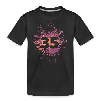 Numéro 35e éclaboussure de couleur - T-shirt bio Premium Enfant - noir - Devant