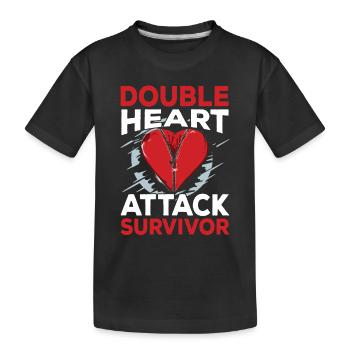 Double heart attack Surviving heart attack - Kids' Premium Organic T-Shirt - black - Front