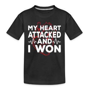 My heart attacked and I won - Kids' Premium Organic T-Shirt - black - Front