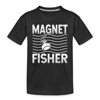 Magnetfischer Magnetfischen Magnet - Kinder Premium Bio T-Shirt - Schwarz - Vorne