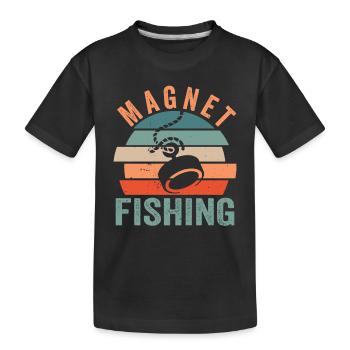 Magnetfischen Magnetfischer Magnet - Kinder Premium Bio T-Shirt - Schwarz - Vorne
