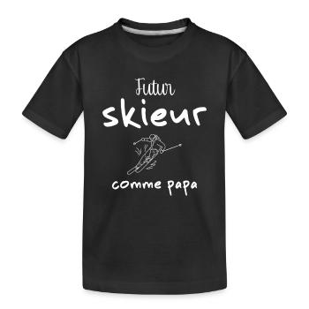 Futur skieur comme papa - T-shirt bio Premium Enfant - noir - Devant