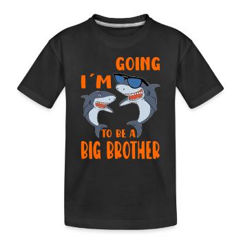 Je vais être un grand frère Révélation de bébé requins - T-shirt bio Premium Enfant - noir - Devant
