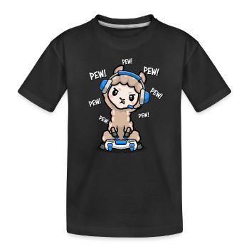Lama - Kinder Premium Bio T-Shirt - Schwarz - Vorne