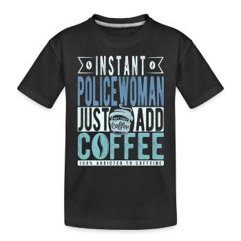 Die Polizistin Kaffee Spruch - Kinder Premium Bio T-Shirt - Schwarz - Vorne