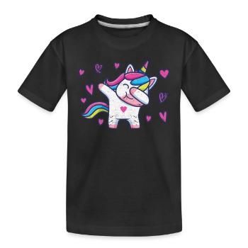 Drôle de débauche Licorne Amants Cœur Valentine - T-shirt bio Premium Enfant - noir - Devant