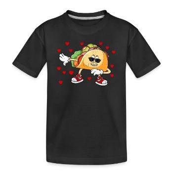 Tupfen Taco Herz Liebe Valentinstag mexikanisches - Kinder Premium Bio T-Shirt - Schwarz - Vorne