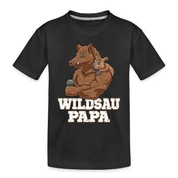 Wildschwein Vatertag Papa Vater und Baby - Kinder Premium Bio T-Shirt - Schwarz - Vorne