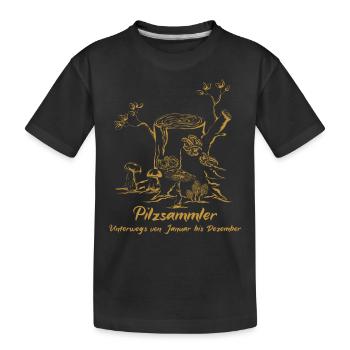 Pilzsammler Vintage - Kinder Premium Bio T-Shirt - Schwarz - Vorne