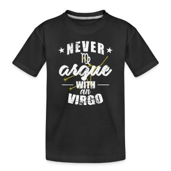 Signe du zodiaque Ne jamais se disputer avec une Vierge - T-shirt bio Premium Enfant - noir - Devant