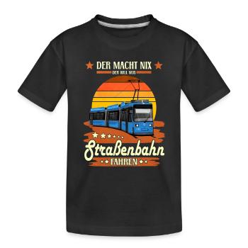 Trambahn Spruch R2.2 Straßenbahn München - Kinder Premium Bio T-Shirt - Schwarz - Vorne