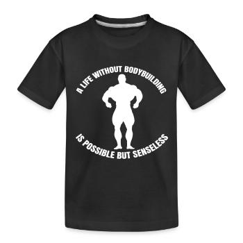 Fitness Sportler Bodybuilder Krafttraining Muskel - Kinder Premium Bio T-Shirt - Schwarz - Vorne
