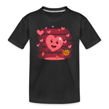 Joueur de basket-ball Heart Dunking de la Saint-Valentin - T-shirt bio Premium Enfant - noir - Devant