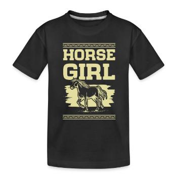 Fille à cheval - T-shirt bio Premium Enfant - noir - Devant