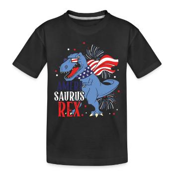 Ameri Saurus Rex 4. Juli Dinosaurier Independence - Kinder Premium Bio T-Shirt - Schwarz - Vorne