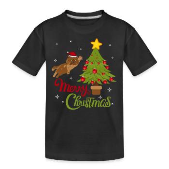 Chat et Noël - Chats Noël drôle - T-shirt bio Premium Enfant - noir - Devant