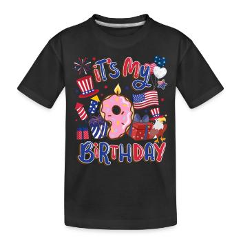 Es Ist Mein 9 Geburtstag Eagle 4. Juli - Kinder Premium Bio T-Shirt - Schwarz - Vorne
