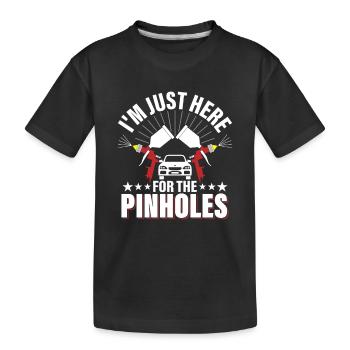 Je suis juste ici pour les trous d’épingle Auto Body Technicia - T-shirt bio Premium Enfant - noir - Devant