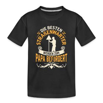Straßenwärter wird Papa Straßenwart - Kinder Premium Bio T-Shirt - Schwarz - Vorne