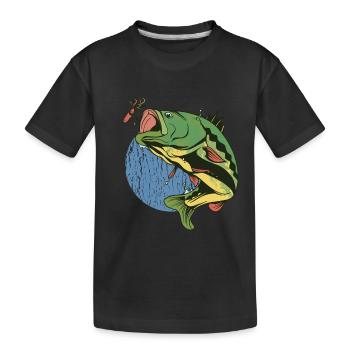Große Fischbeißrute Große Fischbeißrute Inspiratio - Kinder Premium Bio T-Shirt - Schwarz - Vorne