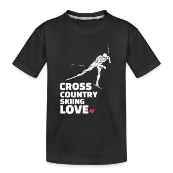 Ich Liebe Cross Country Skiing Stylish Cross - Kinder Premium Bio T-Shirt - Schwarz - Vorne