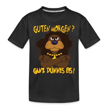 Ganz Dünnes Eis Morgenmuffel Löwe Kaffee Sarkasmus - Kinder Premium Bio T-Shirt - Schwarz - Vorne