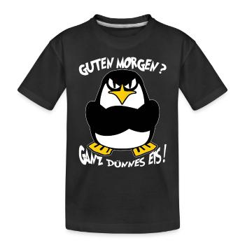 Ganz Dünnes Eis Morgenmuffel Pinguin Kaffee - Kinder Premium Bio T-Shirt - Schwarz - Vorne