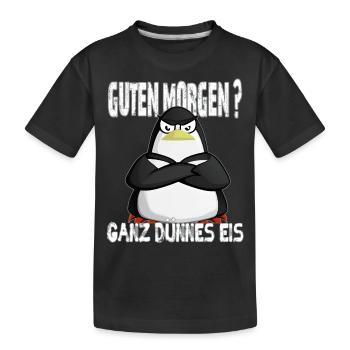 Ganz Dünnes Eis Morgenmuffel Pinguin Kaffee - Kinder Premium Bio T-Shirt - Schwarz - Vorne