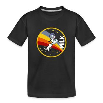 Milch Kuh Flasche Weltraum Astronaut Milchstraße - Kinder Premium Bio T-Shirt - Schwarz - Vorne