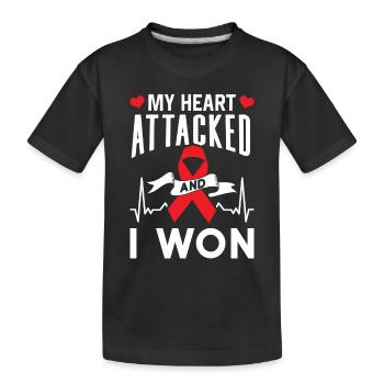 My heart attacked and I won - Kids' Premium Organic T-Shirt - black - Front
