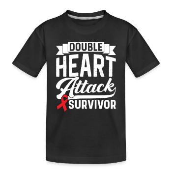 Double heart attack Surviving heart attack - Kids' Premium Organic T-Shirt - black - Front