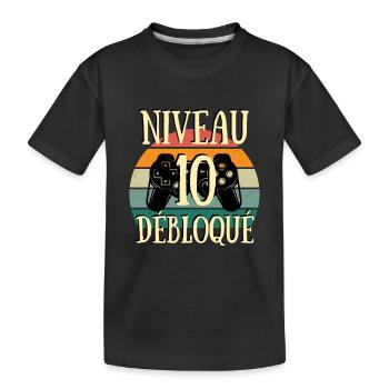 niveau 10 débloqué cadeau anniversaire 10 ans - T-shirt bio Premium Enfant - noir - Devant